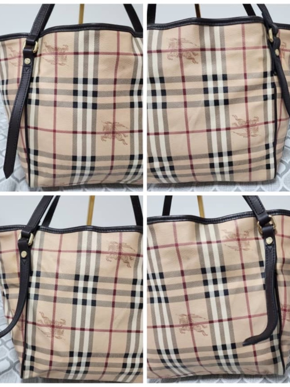 Authentic BURBERRY Haymarket Check Canterbury Tote Beige/Brown - Picture 9 of 10